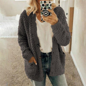 S 2XL Plus Size Autumn Winter Sweaters Women Cardigan Casual Pocket - Sophornlilly