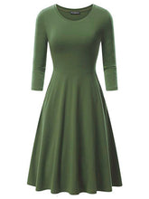Load image into Gallery viewer, Solid Vintage O Neck Casual High Waist Sleeve Fitted
