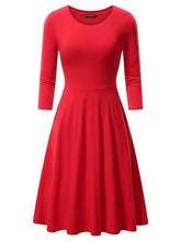 Load image into Gallery viewer, Solid Vintage O Neck Casual High Waist Sleeve Fitted