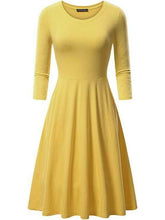 Load image into Gallery viewer, Solid Vintage O Neck Casual High Waist Sleeve Fitted