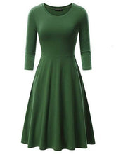 Load image into Gallery viewer, Solid Vintage O Neck Casual High Waist Sleeve Fitted