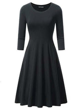 Load image into Gallery viewer, Solid Vintage O Neck Casual High Waist Sleeve Fitted