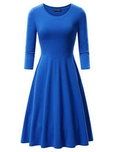 Load image into Gallery viewer, Solid Vintage O Neck Casual High Waist Sleeve Fitted