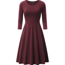 Load image into Gallery viewer, Solid Vintage O Neck Casual High Waist Sleeve Fitted