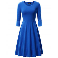 Load image into Gallery viewer, Solid Vintage O Neck Casual High Waist Sleeve Fitted