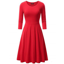 Load image into Gallery viewer, Solid Vintage O Neck Casual High Waist Sleeve Fitted