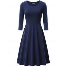 Load image into Gallery viewer, Solid Vintage O Neck Casual High Waist Sleeve Fitted