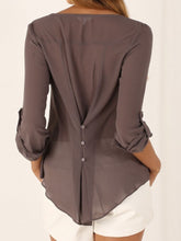 Load image into Gallery viewer, Deep V Neck Shirt Button Long Sleeve