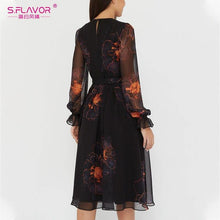 Load image into Gallery viewer, Summer Fashion Chiffon Dress Vintage Women Printing A - Sophornlilly