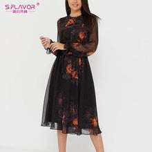 Load image into Gallery viewer, Summer Fashion Chiffon Dress Vintage Women Printing A - Sophornlilly