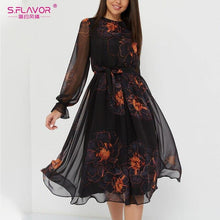 Load image into Gallery viewer, Summer Fashion Chiffon Dress Vintage Women Printing A - Sophornlilly