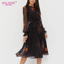 Load image into Gallery viewer, Summer Fashion Chiffon Dress Vintage Women Printing A - Sophornlilly