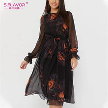 Load image into Gallery viewer, Summer Fashion Chiffon Dress Vintage Women Printing A - Sophornlilly