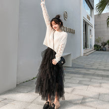 Load image into Gallery viewer, spring autumn winter woman skirt white black gray pink beige