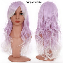 Load image into Gallery viewer, long wavy cosplay wig with bang synthetic hair wig for