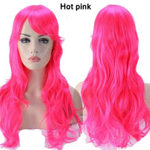 Load image into Gallery viewer, long wavy cosplay wig with bang synthetic hair wig for
