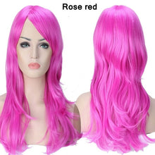 Load image into Gallery viewer, long wavy cosplay wig with bang synthetic hair wig for