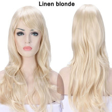 Load image into Gallery viewer, long wavy cosplay wig with bang synthetic hair wig for