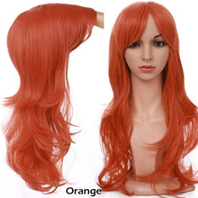 Load image into Gallery viewer, long wavy cosplay wig with bang synthetic hair wig for