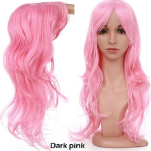 Load image into Gallery viewer, long wavy cosplay wig with bang synthetic hair wig for