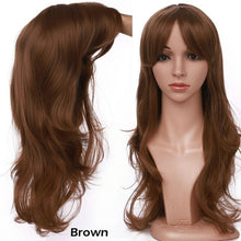 Load image into Gallery viewer, long wavy cosplay wig with bang synthetic hair wig for