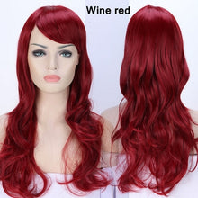 Load image into Gallery viewer, long wavy cosplay wig with bang synthetic hair wig for