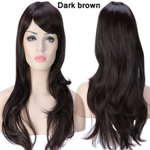 Load image into Gallery viewer, long wavy cosplay wig with bang synthetic hair wig for