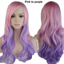 Load image into Gallery viewer, long wavy cosplay wig with bang synthetic hair wig for