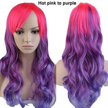 Load image into Gallery viewer, long wavy cosplay wig with bang synthetic hair wig for