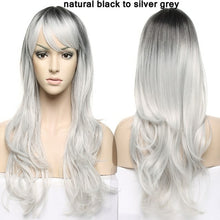 Load image into Gallery viewer, long wavy cosplay wig with bang synthetic hair wig for