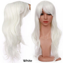Load image into Gallery viewer, long wavy cosplay wig with bang synthetic hair wig for