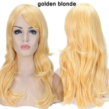 Load image into Gallery viewer, long wavy cosplay wig with bang synthetic hair wig for