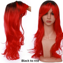 Load image into Gallery viewer, long wavy cosplay wig with bang synthetic hair wig for