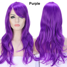 Load image into Gallery viewer, long wavy cosplay wig with bang synthetic hair wig for
