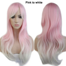 Load image into Gallery viewer, long wavy cosplay wig with bang synthetic hair wig for