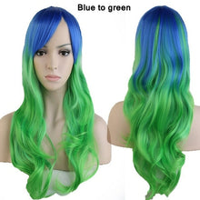 Load image into Gallery viewer, long wavy cosplay wig with bang synthetic hair wig for