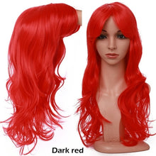 Load image into Gallery viewer, long wavy cosplay wig with bang synthetic hair wig for