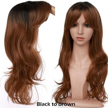 Load image into Gallery viewer, long wavy cosplay wig with bang synthetic hair wig for