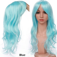 Load image into Gallery viewer, long wavy cosplay wig with bang synthetic hair wig for