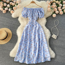 Load image into Gallery viewer, Summer French Floral Dress Women Sweet Sexy Slash Neck Off