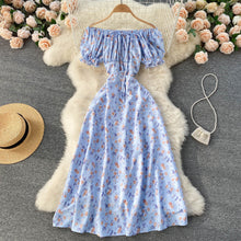 Load image into Gallery viewer, Summer French Floral Dress Women Sweet Sexy Slash Neck Off