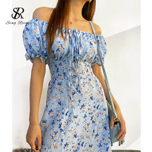 Load image into Gallery viewer, Summer French Floral Dress Women Sweet Sexy Slash Neck Off