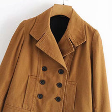 Load image into Gallery viewer, Patchwork Single breasted Coat Lapel Collar Long