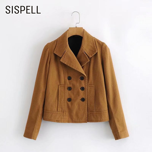 Patchwork Single breasted Coat Lapel Collar Long