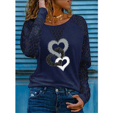 Load image into Gallery viewer, Lace Long Sleeve  Heart Print Loose