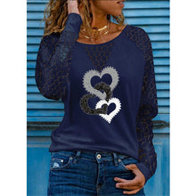 Load image into Gallery viewer, Lace Long Sleeve  Heart Print Loose