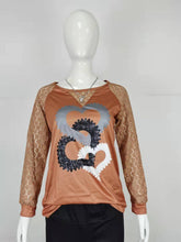 Load image into Gallery viewer, Lace Long Sleeve  Heart Print Loose