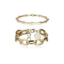 Load image into Gallery viewer, 2/Pcs Set Gold Color Metal Chain Link Creative Bamboo Bracelet
