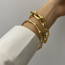 Load image into Gallery viewer, 2/Pcs Set Gold Color Metal Chain Link Creative Bamboo Bracelet