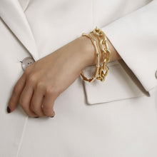 Load image into Gallery viewer, 2/Pcs Set Gold Color Metal Chain Link Creative Bamboo Bracelet